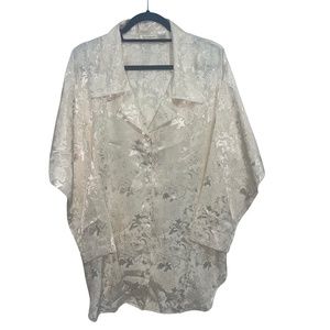 Victoria's Secret 80's Vintage Women's Ivory Floral Print Long Sleeve Sleepwear